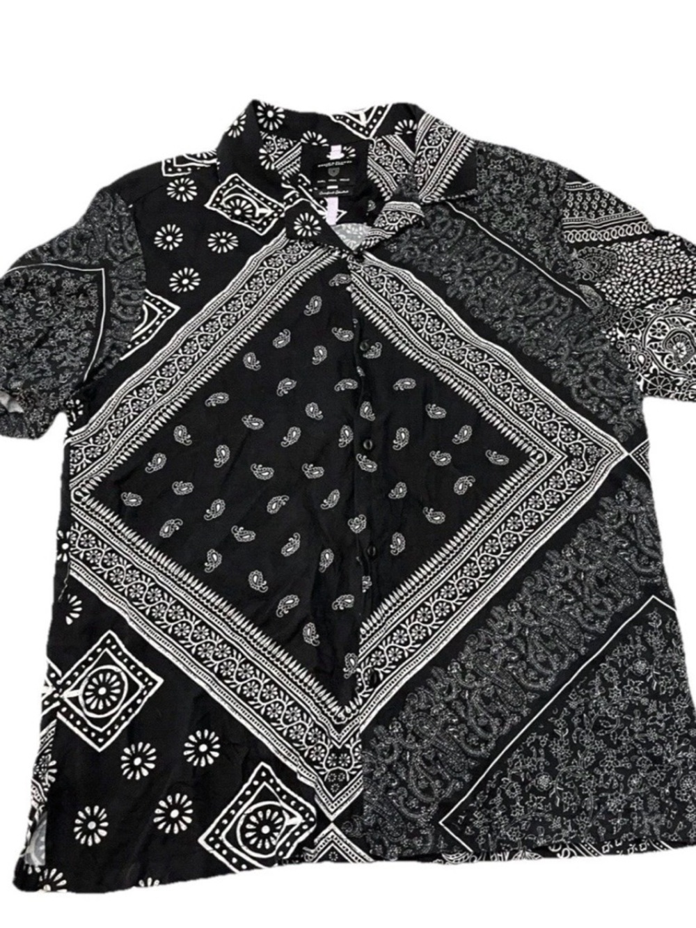 Denim & Flower Black Paisley Print Short-Sleeve Shirt Sz.L